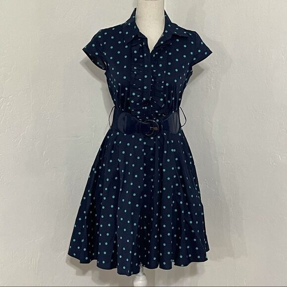 Bailey Blue Juniors Polka Dot Cap Sleeve Dress - Picture 2 of 14